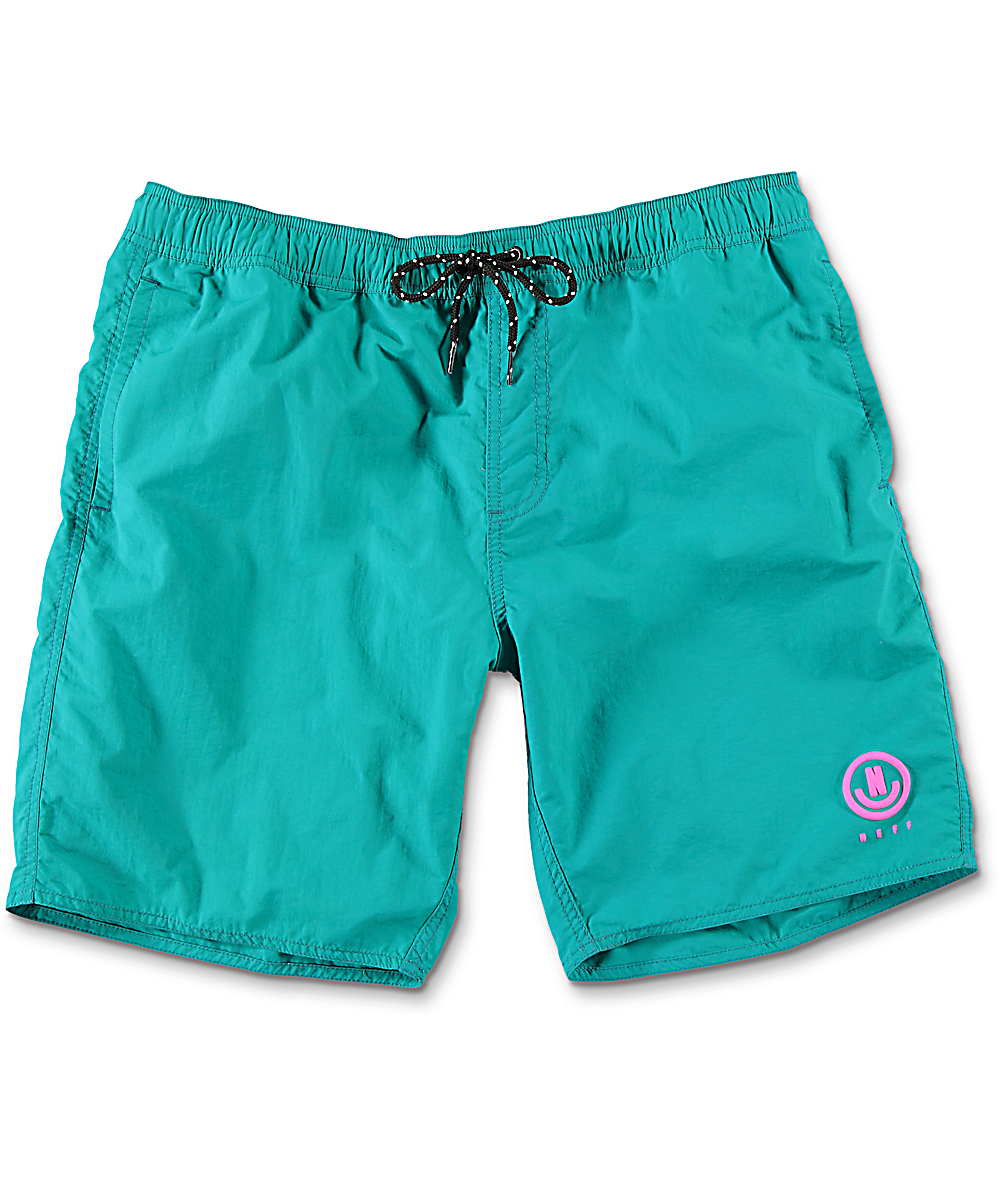 Neff Neon Teal Nylon 19" Board Shorts Zumiez